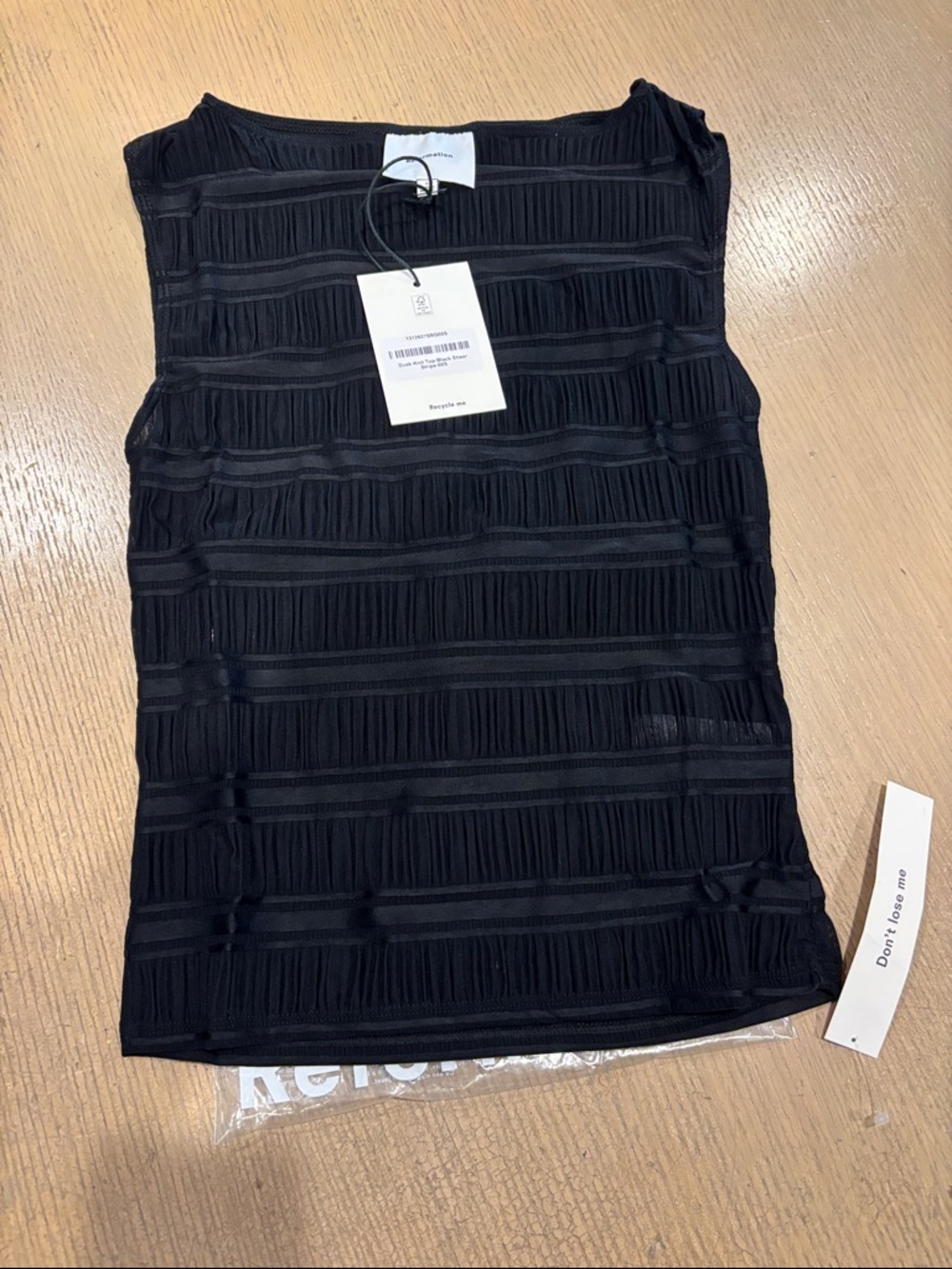 Reformation Black Sheer Stripe Knit Top